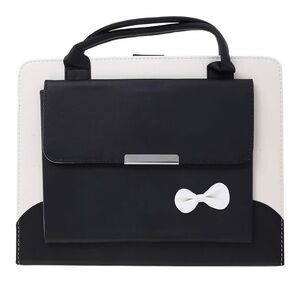 Black and White iPad Pro & Air 13” Carrying Case with Carry Handles & Bow Accent
